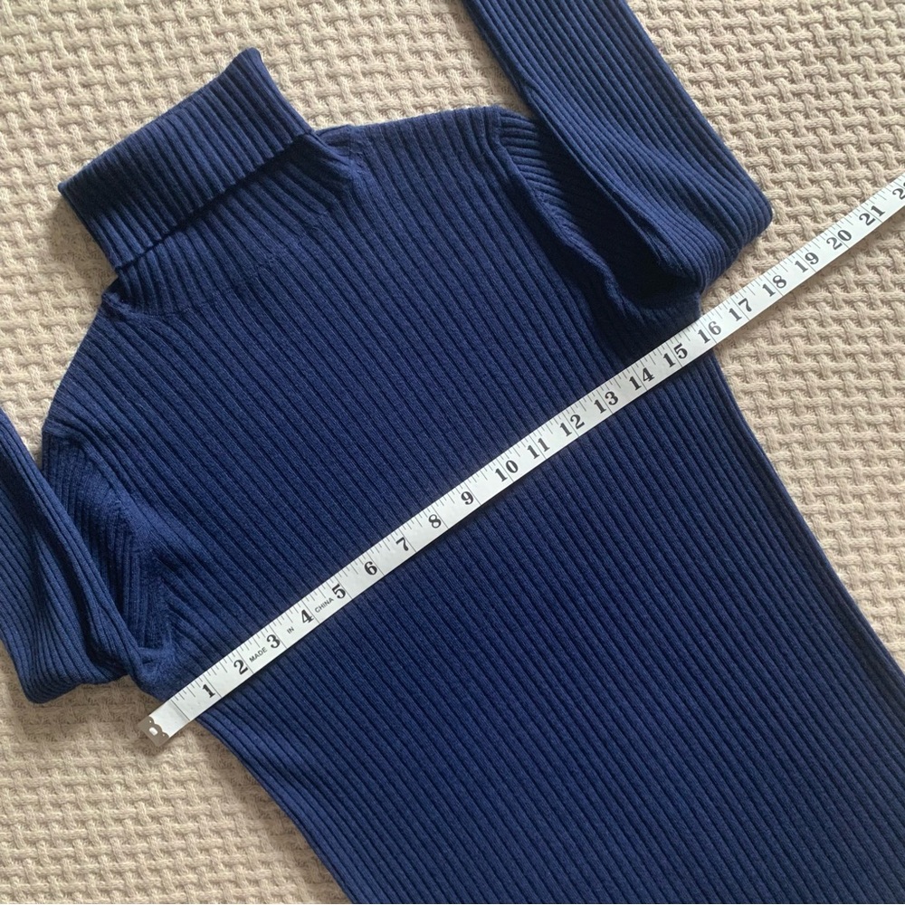 Massimo Dutti Dark Blue Wool Cashmere Turtleneck - Picture 7 of 9